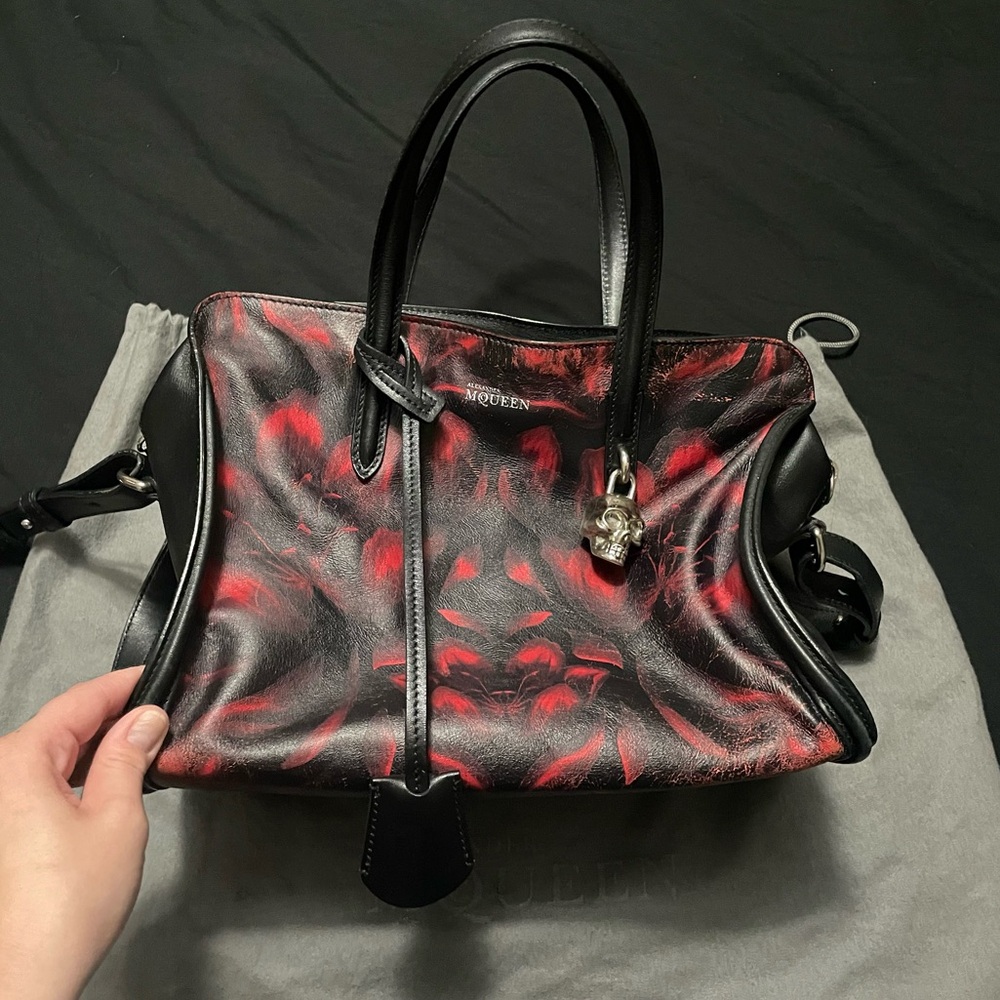Alexander McQueen Skull Padlock Leather Satchel Tote Bag